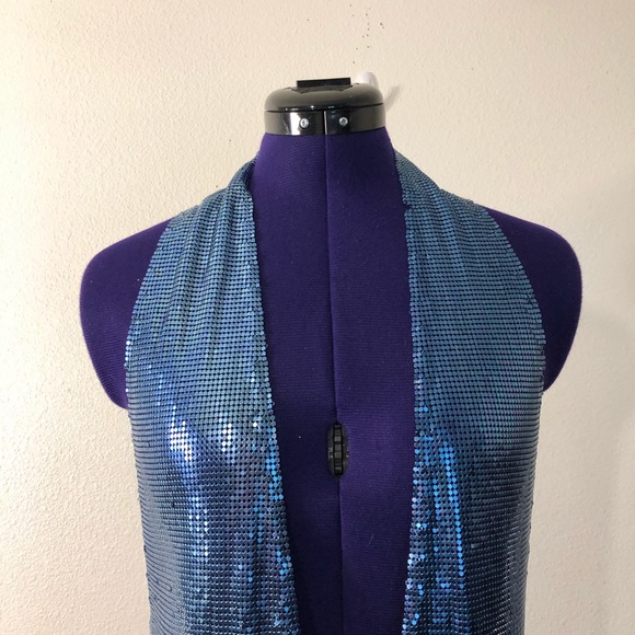 Savage X Fenty by Rihanna Blue Shiny Metallic Mesh Beaded Top - Picture 5 of 17